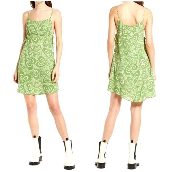Lisa Says Gah! Green and White Wild Hearts Pattern Yolande Mini Dress - Picture 8 of 8